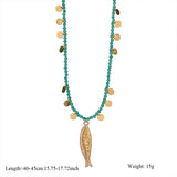 NATURAL STONE NECKLACE WITH FISH PENDANT_CWMM8802