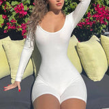 Solid-Color Ribbed U-Neck Slim-Fit Jumpsuit