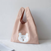 CUTE BEAR CANVAS LUNCH TOTE FOR STUDENTS_CWAB5600