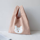 CUTE BEAR CANVAS LUNCH TOTE FOR STUDENTS_CWAB5600