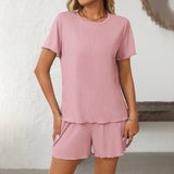 Solid Color Pajamas Short-Sleeved Homewear Set
