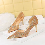 POINTED TOE HOLLOW SPARKLING SEQUIN HIGH HEELS_CWSHH0069