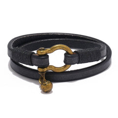CREATIVE RETRO TWO CIRCLE MENS LEATHER BRACELET_CWMM4507