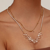 White Crystal Double Necklace Tennis Chain_Cwmm3636