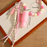 CUP CHARM KEYCHAIN DUAL STRAP BEADED DESIGN_CWMM7571