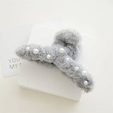 Pearl Fuzzy Hair Claw Clips For Fall,Winter_Cwaha0376