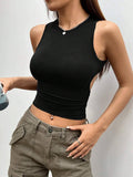 Solid Color Tight Short Sleeveless Tank Top