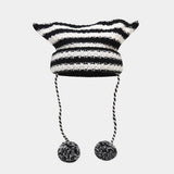 Trendy Little Devil Contrast Striped Knitted Hat_Cwah2129