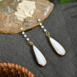 FASHIONABLE TEARDROP SHAPED SHELL METAL EARRINGS_CWMM4336
