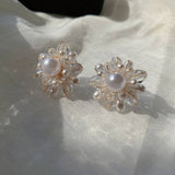 FRENCH VINTAGE PEARL FLOWER EARRINGS_CWAJE2190