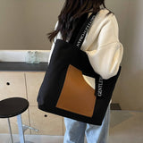 Printed Patchwork Contrast Color Canvas Bag_Cwab2692