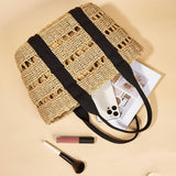 Women Casual Woven Straw Square Tote Bag _Cwab0822