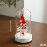 Wood Glass Xmas Night Light Santa Reindeer Scene_Cwmm9691