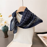 Geometric Herringbone Cotton Linen Square Scarf_Cwasc03433