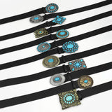 12KINDS TURQUOISE ALLOY BUCKLE BLACK VINTAGE BELT_CWABE0195