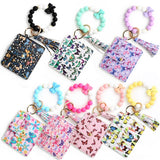 BUTTERFLY PRINT CARD HOLDER WITH BEADED KEYCHAIN_CWAB4960