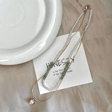 DOUBLE LAYER NATURAL STONE PEARL LOVE NECKLACE_CWAJE1263