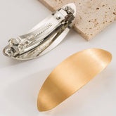BRUSHED METAL OVAL SPRING HAIR CLIP ELEGANT LOOK_CWAHA6176
