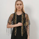 HOLLOW LACE TASSEL BUTTERFLY TRIANGLE SCARF SHAWL_CWMM2000
