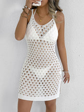 Hollowed-Out Woven Beach Bikini Halter Dress