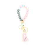 SILICONE WOOD BEAD BRACELET WITH LEATHER KEYCHAIN_CWMM7009
