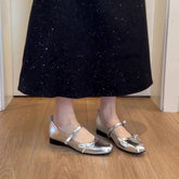 SILVER LEATHER MARY JANES WITH BOW STRAP_CWSHF0073