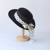 SUMMER POLKA DOT BOW STRAW HAT_CWAH3463