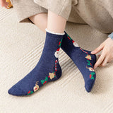 SANTA CLAUS ELK PATTERN CREW SOCKS FOR CHRISTMAS_CWMS0904