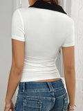Y2K Slim-Fit Polo Collar Short-Sleeved T-Shirt