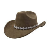 Western Ethnic Suede Cowboy Fedora For Men Women_Cwah04424