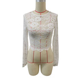 LACE FLORAL PRINT CROPPED SLIM FIT T SHIRT TOP_CWTBLL3431