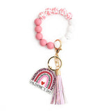 HEART WOODEN BEAD BRACELET KEYCHAIN PENDANT_CWMM6862