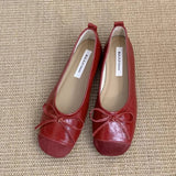 Vintage Bow Slip-On Round Toe Flat Shoes