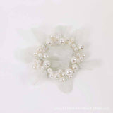 ELEGANT LACE PEARL HAIR TIE BUN PONYTAIL BAND_CWAHA6875