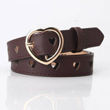 Non-Perforated Heart-Shaped Hollowed-Out Belt