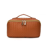 NEW WOVEN PU LEATHER LARGE CAPACITY COSMETIC BAG_CWAB4463