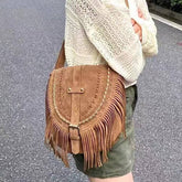 FAUX SUEDE TASSEL BAG SHOULDER CROSSBODY BAG_CWAB4123