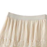 Wave Pleated Mesh Splicing Lace Skirt Cake Skirt_Cwbms0297