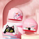 GIRLS SWIM CAP SILICONE WATERPROOF CUTE EAR COVER_CWMM6722