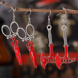 HALLOWEEN BLOODY HORROR SCISSORS AXE EARRINGS_CWAJE1972