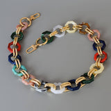 HEART RECTANGLE COLORFUL MIXED ACRYLIC BAG CHAIN_CWMM5061