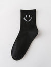 CARTOON BLACK AND WHITE SMILING FACE WOMENS SOCKS_CWMS1415