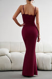 Solid Color Sexy Style Slim Suspender Long Dress