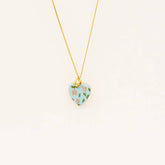 18K GOLD LOCKET NECKLACE ENAMEL HEART DESIGN_CWMM6953