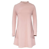 Stylish Long-Sleeved High-Neck Loose Dress