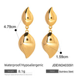 SIMPLE PETAL TEARDROP SHAPED POLISHED EARRINGS_CWAJE1794