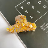 Vintage Rhinestone Acetate Floral Claw Hair Clip_Cwaha1346