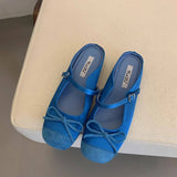 RED BALLET MARY JANE MULES WITH BOW FOR WOMEN_CWSHF0089