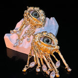 Vintage Devils Eye Tassel Stud Earrings