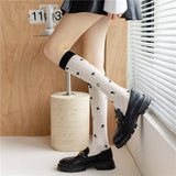 HOLLOW JACQUARD MIDDLE CALF SOCKS_CWMS0650